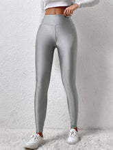 Load image into Gallery viewer, New European-style Gray Glossy Leggings High-waisted Solid Color Nine-point Pants Fashion High-stretch Waist Tight Leg Pants
