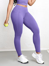 Load image into Gallery viewer, Women Leggings with Double Pockets Solid Color High Waist Butt Lifting Workout Tights Slim Elastic Pants Casual Wear
