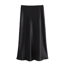 Load image into Gallery viewer, Elegant Satin Office Midi Skirt
