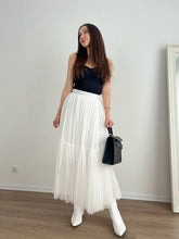 Load image into Gallery viewer, Pleated Lace Cake Midi Skirt
