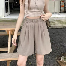 Load image into Gallery viewer, Women Shorts with Pockets Casual Basics Thin Simple Loose Fit Wide Leg Female Bottom Pants Fitness Sport Solid Running Shorts
