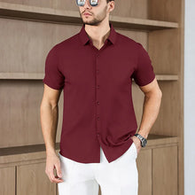 Load image into Gallery viewer, New Men's Business Casual Solid Color Short Sleeved Shirt for Summer Fashion No Ironing Comfortable and Versatile Top
