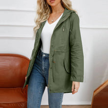 Load image into Gallery viewer, Women's Hooded Trench Coat Spring Autumn Fitted Solid Color Jacket for Daily Outdoor Camping Hiking
