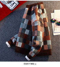 Load image into Gallery viewer, New Fashion Men Plaid Pullover Winter Sweaters Outwear Loose Casual Knitted Sweaters Male O-neck Pullovers Sweatercoats Size 4XL
