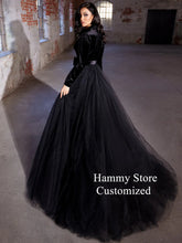 Load image into Gallery viewer, Black Gothic Bridal A-Line Gown
