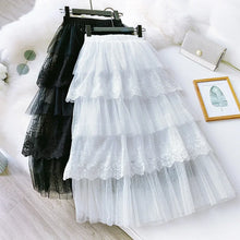 Load image into Gallery viewer, Women Skirts Cake-Style Skirt Spring Summer Fashion Lace Skirts Ladies High-Waisted Slimming Long Lace Skirt Elegant Tulle Skirt
