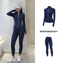 Load image into Gallery viewer, Women's Yoga Set Stand Collar Zip Jacket, Slim Fit Long Sleeve Sports Fitness Yoga Wear
