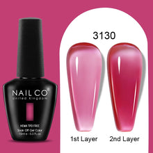 Load image into Gallery viewer, NAILCO 15ml Colorful Jelly Gel Nail Polish Gorgeous Color HEMA TPO FREE Soak Off UV LED Semi Permanent Long Wear Gel Varnish
