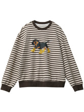 Load image into Gallery viewer, Striped Dog Print Loose Tee
