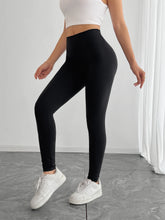 Load image into Gallery viewer, Women's leggings, high-waisted, solid color, tummy control, slimming, black, see-through, running, sports, yoga pants.
