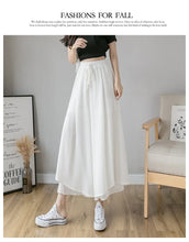Load image into Gallery viewer, Women Pants Culottes Elastic Wide Leg Irregular Hem Double Layers Korean Trousers Summer Casual Loose Pleated Pants
