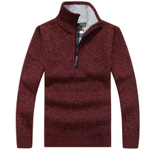 Load image into Gallery viewer, Men's Fleece Thicker Sweater Half Zipper Turtleneck Warm Pullover High Quality Male Slim Knitted Wool Sweaters For Spring

