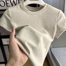 Load image into Gallery viewer, Women's Solid Short Sleeve T-Shirt Spring Summer Casual Soft Slim Fit Basic Top Tees All-Match Fashion T-Shirts for Women
