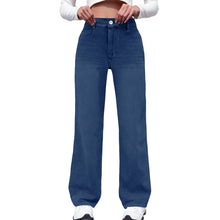Load image into Gallery viewer, High Waist Draped Straight Jeans
