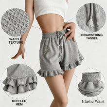 Load image into Gallery viewer, Waffle Knit Ruffled Lounge Shorts
