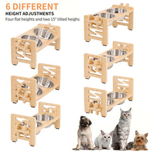 Load image into Gallery viewer, Elevated Small Toy Dog Cat Bowls Tilted Adjustable Puppy Feeder Stand with 2 Stainless Steel Bowls for Puppies Cats Accessories
