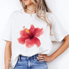 Load image into Gallery viewer, Pink Hibiscus Casual Y2K Tee
