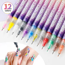 Load image into Gallery viewer, Nail Art Markers Customised Specialised Needle Tube Nail Art Pens Hand-Drawn Outline Pen Acrylic Paint Pen Set Acrylic Paintbrus
