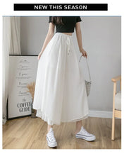 Load image into Gallery viewer, Women Pants Culottes Elastic Wide Leg Irregular Hem Double Layers Korean Trousers Summer Casual Loose Pleated Pants
