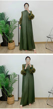 Load image into Gallery viewer, Women Elegant Evening Party Dresses 2025 Summer New Solid Colour Classic Long Sleeve Plate Flower Design Prom Dresses Female
