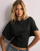 Load image into Gallery viewer, Women's T-shirts Crew Neck Ruched Waist Slim Fit Solid Color Casual Cropped Tee Summer Streetwear Basic Daily Wear Top
