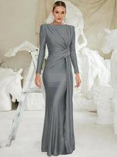 Load image into Gallery viewer, Women's Elegant Wedding Party Dress Female Clothing O-neck Long Sleeve Ruched High Waist Bodycon Long Maxi Evening Prom Dresses
