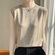 Load image into Gallery viewer, Women Tops Knitted Tank Tops O-neck Sleeveless Bottoming Shirts Spring Summer Tank Top Solid Soft Korean Fashion Lady Knit Top

