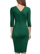Load image into Gallery viewer, Elegant Pleated V-Neck Midi Dress
