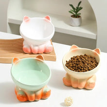 Load image into Gallery viewer, Cat Bowl Pet Accessories Ceramic Diagonal High Feet Cute Protection Cervical Spine Dog Bowl Drink Water Bowl Pet Supplies
