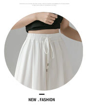 Load image into Gallery viewer, Women Pants Culottes Elastic Wide Leg Irregular Hem Double Layers Korean Trousers Summer Casual Loose Pleated Pants
