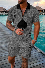 Load image into Gallery viewer, Summer Men's Tracksuit Short Sleeve Polo Shirt Set Fashion Luxury Chain Print Clothing 2 Pieces Casual Suit Streetwear Outfit
