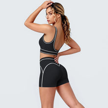 Load image into Gallery viewer, New Woman Yoga Set Color Blocking Sexy Sport Bra Yoga Underwear with Chest Pad High Waist Stripe Running Fitness Shorts Yoga Set
