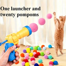 Load image into Gallery viewer, 21pcs/set cat playset: includes 1pc transmitter and 20pcs random color plush balls, perfect as an interactive toy for indoor cat
