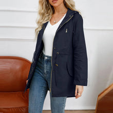 Load image into Gallery viewer, Women's Hooded Trench Coat Spring Autumn Fitted Solid Color Jacket for Daily Outdoor Camping Hiking
