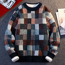 Load image into Gallery viewer, New Fashion Men Plaid Pullover Winter Sweaters Outwear Loose Casual Knitted Sweaters Male O-neck Pullovers Sweatercoats Size 4XL

