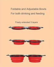 Load image into Gallery viewer, Portable Pet Folding Bowl, Outdoor Dog Double Bowl for Water and Food Sharing, Cat Bowl, Pet Dog Food Basin, Suitable for Travel
