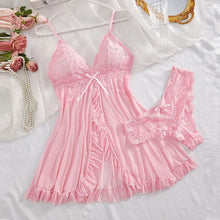 Load image into Gallery viewer, Suspender Suit Summer Ultra-thin Nightgown Lace Thong Sets Women's Sexy Pyjamas Lingerie Hot Night Dress Comfortable Sleepwear
