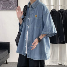 Load image into Gallery viewer, 2025 Shirts Men Clothing Fashion Short Sleeve Summer Korean Style Loose All-match Cargo Handsome Homme Solid Tops Harajuku
