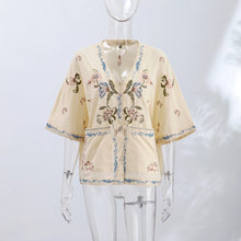 Load image into Gallery viewer, Casual Print Top Shorts Women Set Holidays V-neck Long Flare Sleeve Blouse Wide Leg Short Pants 2026 Summer Autumn Lady Outfit
