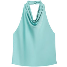 Load image into Gallery viewer, HXAO Top Women Halter Satin Women Tops Backless Corset Top Vest Yellow Pink Black Summer Elegant Sexy Tops Tank Vestidos
