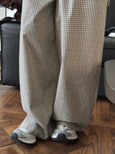 Load image into Gallery viewer, 2026 Women Summer Long Pants High Waist Wide Leg 80% Cotton Plaid Pants Fashion Clothes Vintage Pants Female Trousers

