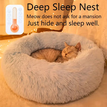 Load image into Gallery viewer, 1PC comfortable striped plush pet bed, suitable for cats and dogs,warm,deep sleep round nest,filling,gray,soft,indoor
