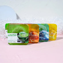Load image into Gallery viewer, 100g Organic Lavender Oil Loofah Soap Natural Lemon Whitening Face Body Wash Bar Loofah Soap
