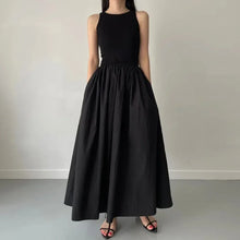 Load image into Gallery viewer, Female Fashion Style Dress New Summer Simple Elegant Black Long Dresses For Women Round Neck Sleeveless High Waist Temperament
