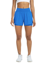 Load image into Gallery viewer, Women's high-waisted athletic shorts for running, yoga, layered design, anti-exposure, fitness, and workout with pockets
