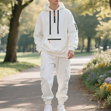 Load image into Gallery viewer, Men's Heavyweight Fleece-Lined Casual Tracksuit Set for Winter - Loose-Fit, Half-Zip, 2-Piece Workwear Style
