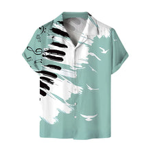 Load image into Gallery viewer, Shirts For Men Music Guitar Print Rock Hip Hop Tops Male Clothing Short Sleeve V-Neck Beach Ahloa Shirts Camisa Social Masculina
