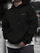 Load image into Gallery viewer, Stylish mountain-inspired minimalist print Men's long-sleeve hoodie, perfect for outdoor activities, suitable for autumn wear
