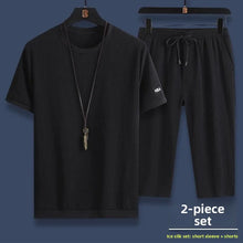 Load image into Gallery viewer, Casual Ice Silk Sports Suit Men's Summer Thin Short Sleeve Shorts Trendy Clothes Handsome Match One Set of Youth Clothing
