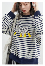 Load image into Gallery viewer, Striped Dog Print Loose Tee
